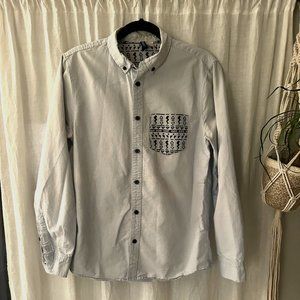 Light blue patterned button up shirt
